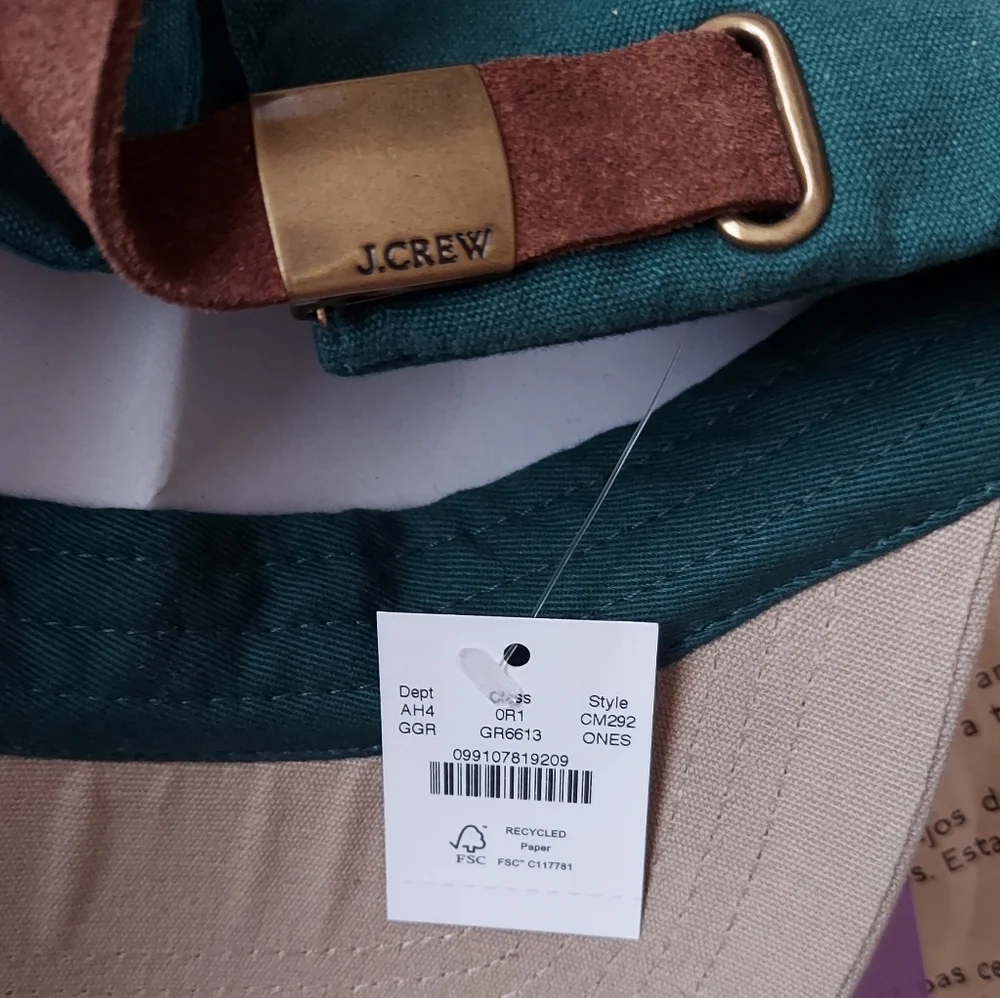 J.Crew Two-tone washed canvas baseball hat Graffiti Green Beige BNWT RETIRED